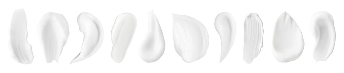 Obraz premium Cream smear on transparent background, set. Top view