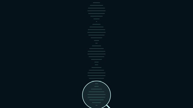 Dna analysis magnifying glass scanning genetic code helix structure for biotechnology and medical research animation 4k