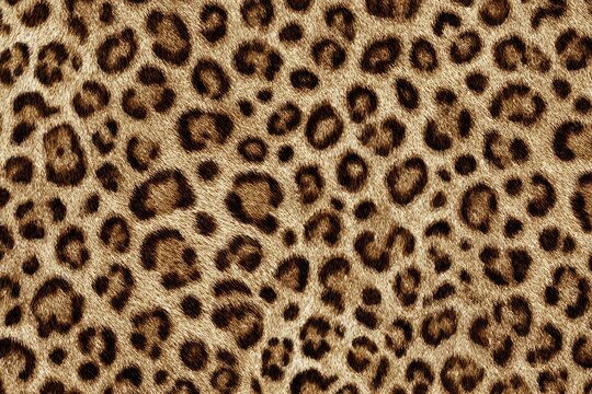 Detailed leopard print pattern, tan and brown spots on a light beige background