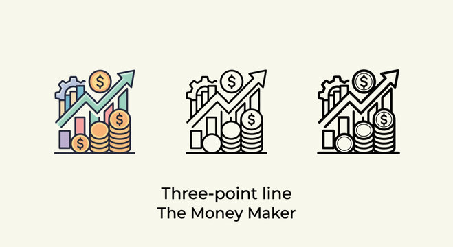 Financial Growth Chart, Money Stack, Upward Arrow Icon, Business Success Concept