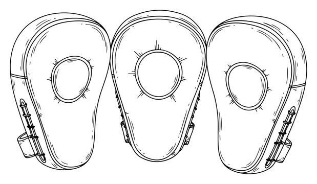 Boxing focus pads for training and martial arts in minimalist continuous one line art style