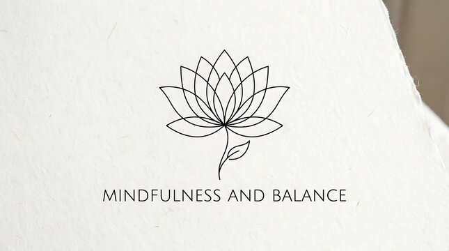 Lotus flower with minimal line art and the words "Mindfulness and Balance"