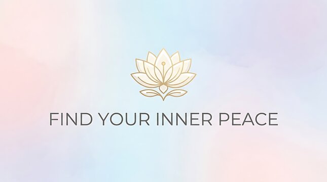 "Find Your Inner Peace" is written on a minimalist pastel background with a lotus emblem