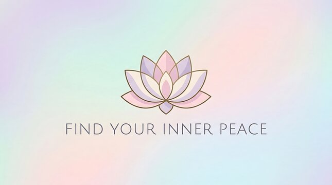 Minimal pastel background, lotus icon, text &ldquo;Find Your Inner Peace&rdquo;