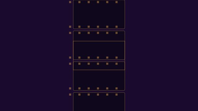 Minimalist strip motion animation 4k background, with vertical scrolling, frames and dark, purple aesthetic