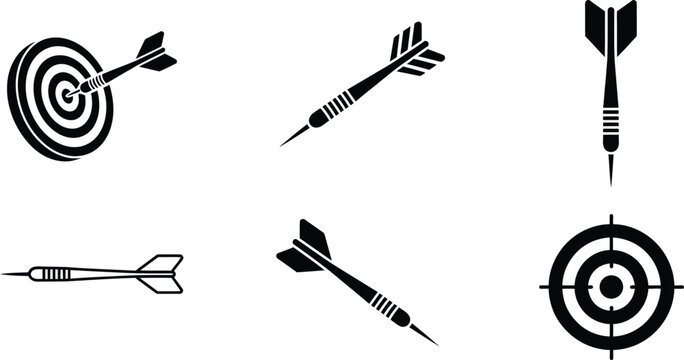 Dartboard and Dart Icons on White