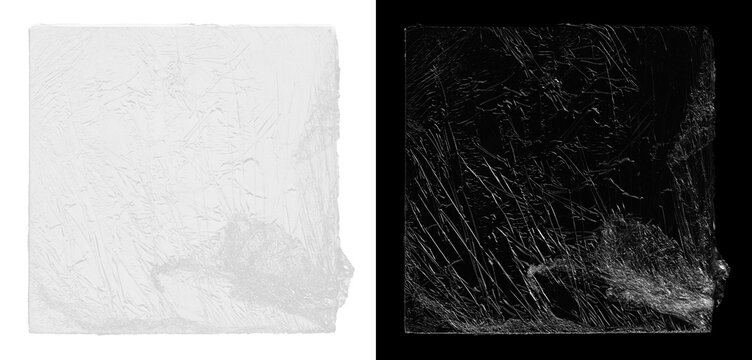 Crinkled Plastic Wrap Frame Overlay for Album Cover Mockups. Square crinkled plastic wrap frame overlay with wrinkled edges and glossy texture, perfect for album covers, vinyl sleeves, CD. PNG 