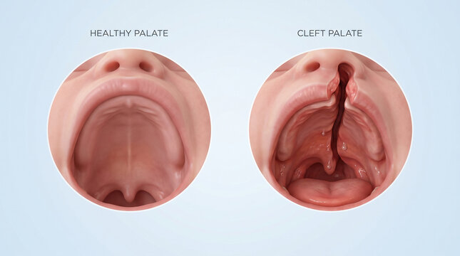 3D Medical Anatomy of Healthy Palate vs Cleft Palate in Infant
