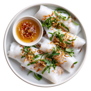 Banch cuon rice noodle rolls recipe illustration. Vietnamese food for menu, restaurants, banners, design.