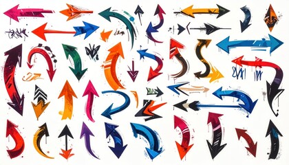Fototapeta premium Colorful Arrow Collection - Hand-Drawn Directional Graphics for Design.