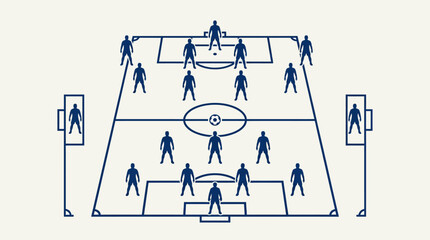 Soccer Formation Strategy Diagram: 4-4-2 Lineup with Field and Players © firman