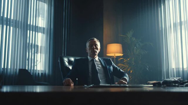 A man dressed professionally sitting at a desk.