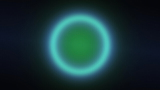 Glowing teal green ring circle light on dark abstract background for banner poster wallpaper modern design