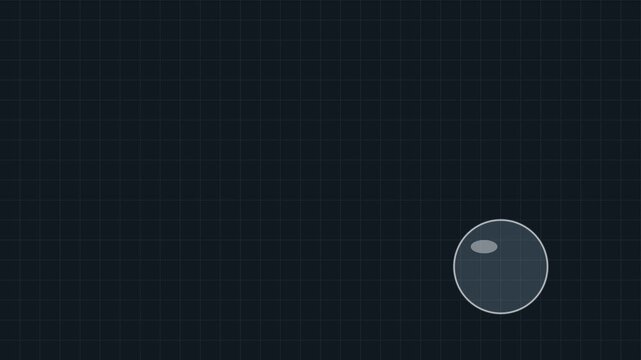 Minimalist floating bubble animation on dark grid 4k background, for motion sphere