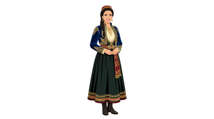 Fototapeta premium Woman in traditional European folk costume illustration.