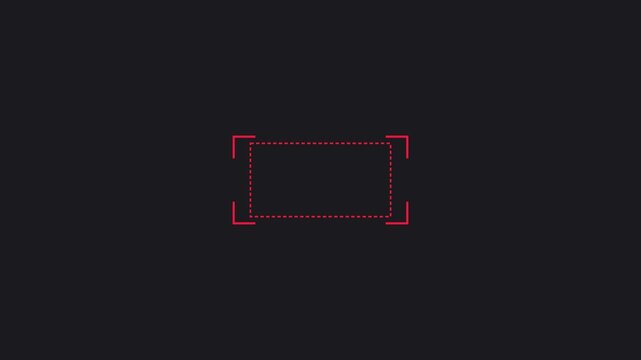 Red digital camera viewfinder overlay with focus frame and recording interface animation 4k