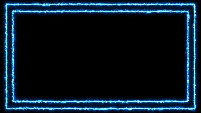Abstract Blue Glowing Frame on Black Background with Alpha Channel Digital Light Rays Motion Wave Energy Texture Modern Technology Wallpaper Illustration Design