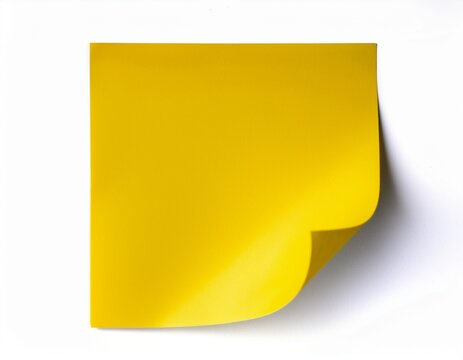 a yellow sticky note curled corner on white background
