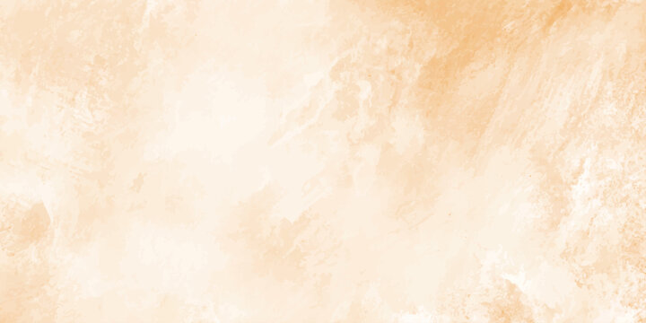 Abstract beige watercolor texture background with soft orange brush strokes and subtle marble stone effect pattern. A Delicate blend of warm beige, cream, soft peach or light orange watercolor washes