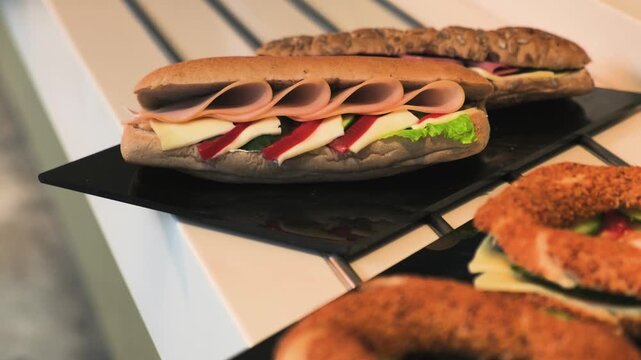 Baguette Sandwiches Prepared for Catering and Buffet Service