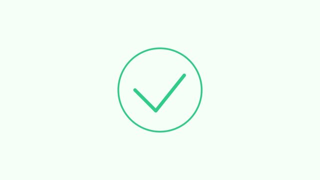 Animated green checkmark in a circle for ui ux and task completion animation 4k motion