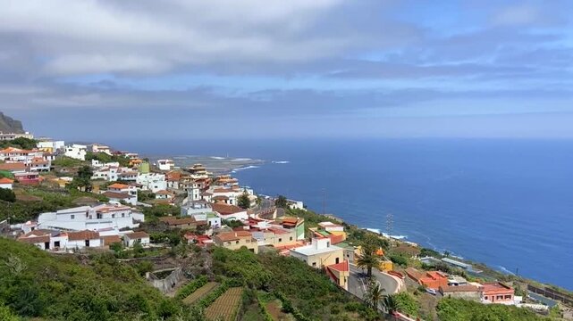 Coastal landscape of Isla Baja region from El Tanque viewpoint, Tenerife,Canary Islands,Spain,4K.