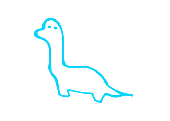 Hand drawn blue outline illustration of a brontosaurus dinosaur with dinosaur brontosaurus prehistoric illustration minimalist childish creature longneck creative monochrome background © Hafiz