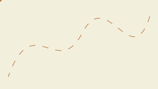Minimalist animated dotted line path on cream animation 4k background, for motion and, infographic trajectory