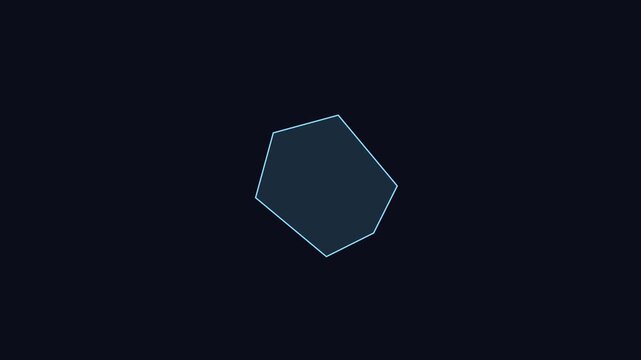 Minimalist geometric polygon shape animation on dark 4k background, for motion