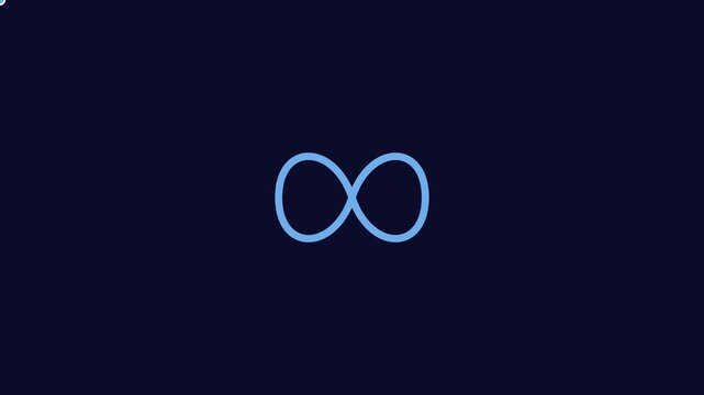 Minimalist infinity symbol animation on dark blue 4k background, for tech and, business concepts, loop sign