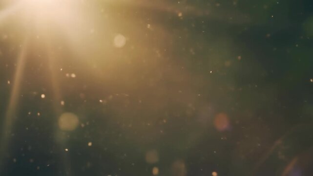 Glowing light filters through atmosphere, creating a particle effect