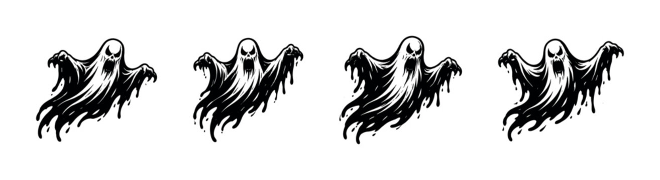 Spooky black ghost illustration with dripping effect for Halloween