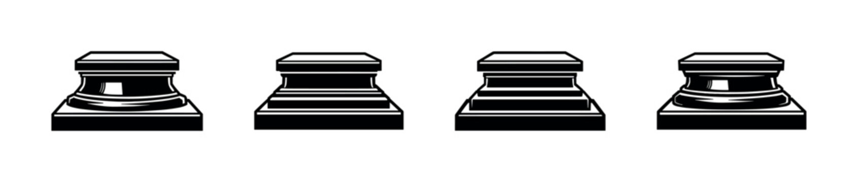 Collection of four black and white pedestal bases with varied designs