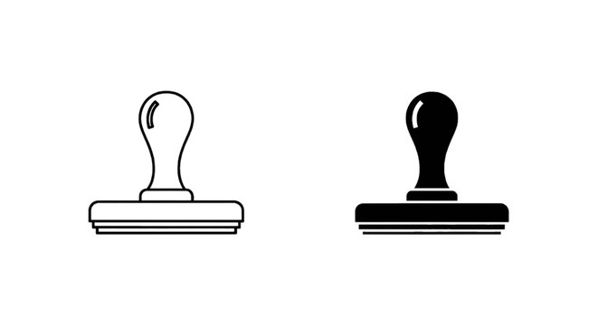 Vector illustration of rubber stamp icon set, office supply vector illustration on a transparent background