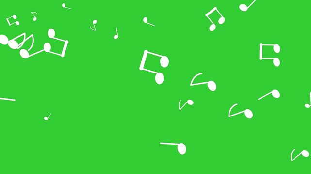 Musical notes floating animation on a green screen