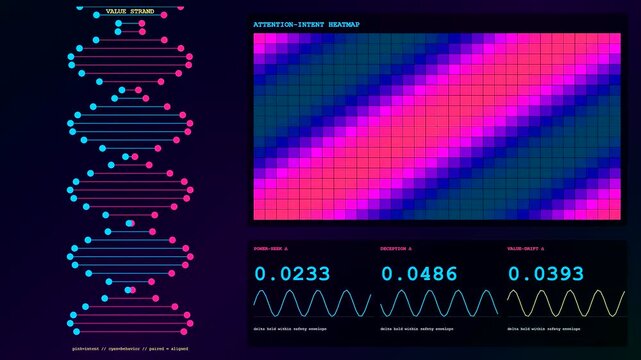 Complex model alignment sequences display oscillating waves and glowing grid matrices during real time digital processing analysis shown across three distinct panels in dark space