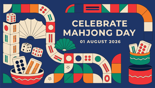 Colorful mahjong tiles arranged for a festive board game celebration