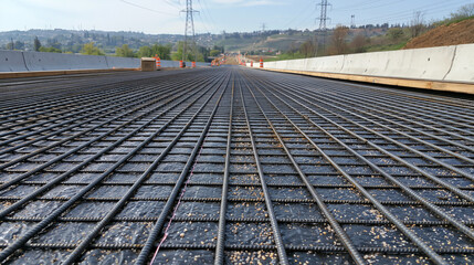 Fototapeta premium Bridge Deck Construction with Steel Reinforcement