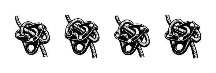 Close-up illustration of a climbing ascender device with rope attached © Compositor 