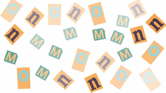 Scattered paper squares with alphabet letters suitable for educational materials, typography designs, and creative projects needing letter visuals.