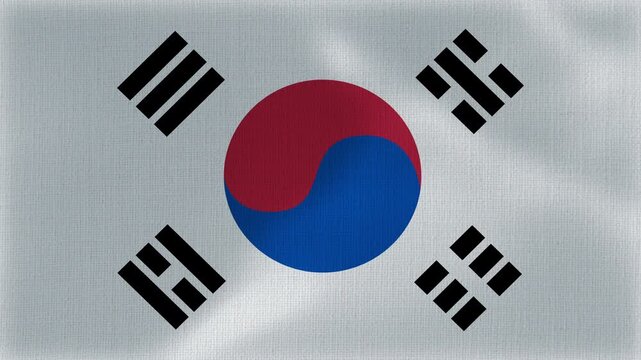 South Korea Flag Animation With Fabric Texture