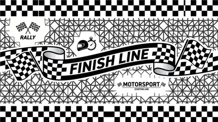 Rally cars speed towards the checkered finish line on a racing track © Umbreon