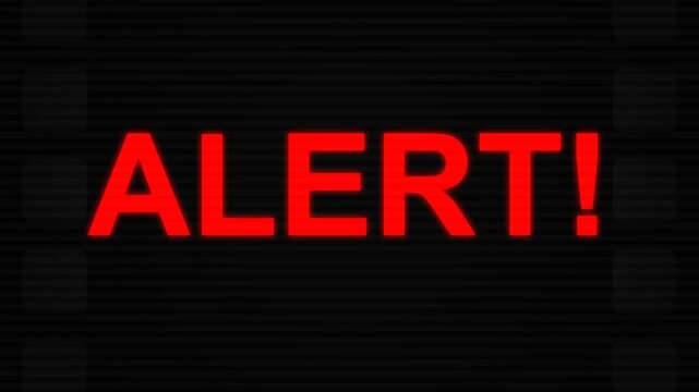 Alert text in bold red letters for emergency warning notification