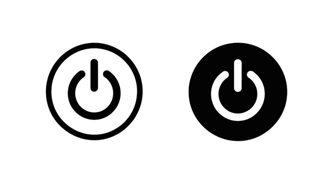 Vector illustration of power button icon set, vector illustration of power on and off symbols on a transparent background