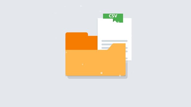 Csv file folder icon animation for data management and software development