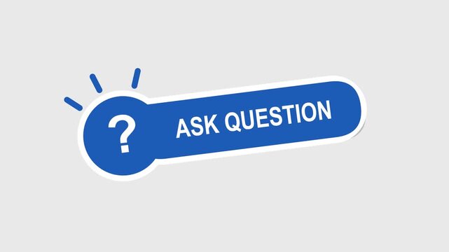 Ask question button with a blue rounded shape and a white question mark