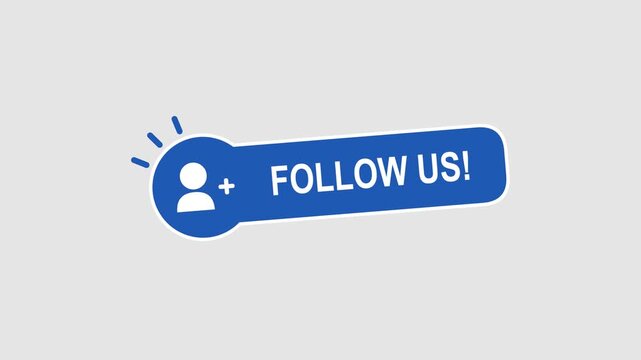 Follow us button with user icon and plus sign for social media marketing