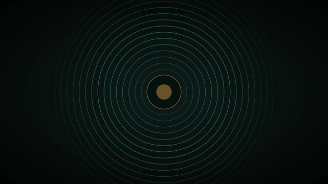 Abstract concentric circles motion animation 4k background, with pulsing golden, center for modern, digital and technology presentations