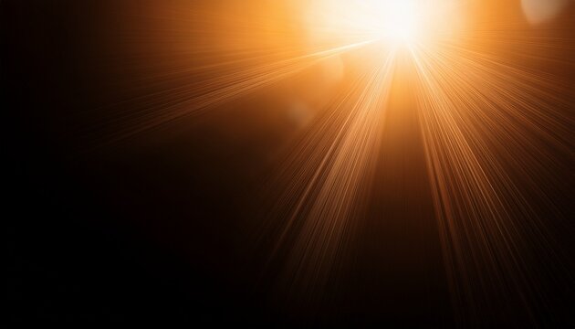 blur light overlay lens flare rays defocused glare old film flash leak bokeh golden orange color beam design glow on dark black abstract background