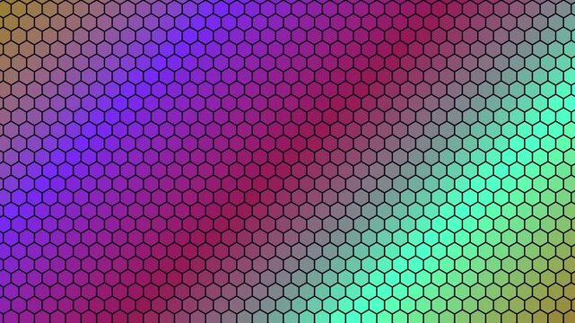 Abstract hexagon pattern 4k background, with vibrant gradient, color shift animation